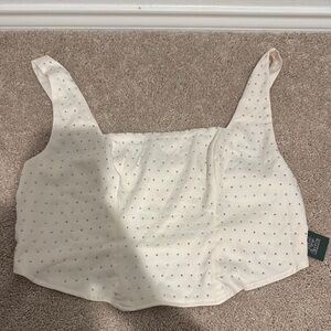 White Crop Top with Diamonds